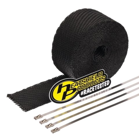 Heatshield Products Exhaust Wrap 372526 Kit, 1200 degrees F, Lava Rock, Black Basalt 2.0 in. Width, 25 ft. Length, Stainless Steel Locking Ties, Kit