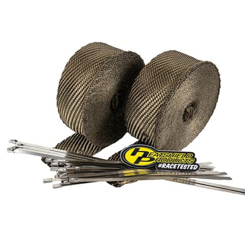 Heatshield Products Lava Exhaust Wraps 372092 Wrap Kit, 1200 degrees F, Rock, Natural Basalt 2.0 in. Width, 50 ft. Length, 2 Rolls, Stainless Steel Locking Ties, Kit