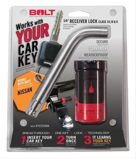 BOLT Receiver Locks 7023583 Lock, 0.625 in. Receiver/Coupler Diameter, Uses for Nissan Ignition Key, Each