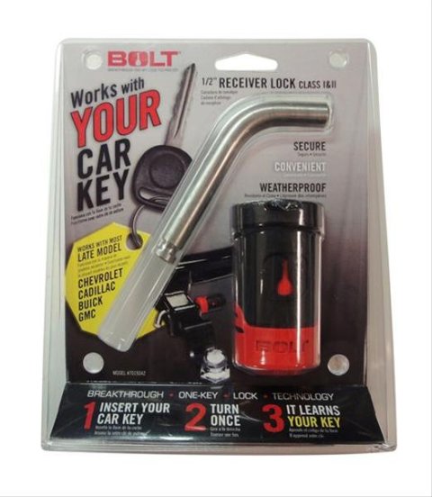 BOLT Receiver Locks 7019342 Lock, 0.500 in. Receiver/Coupler Diameter, Uses GM Ignition Key, Each