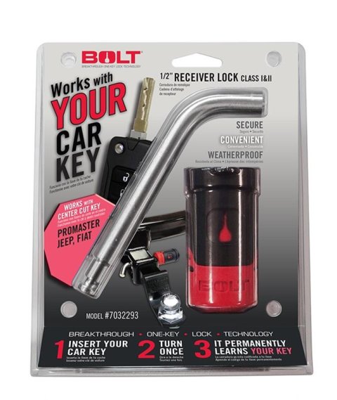 BOLT Receiver Hitch and Coupler Locks 7032293 Lock, 1/2 in. Diameter, Alfa Romeo, Fiat, Jeep, Ram, Each