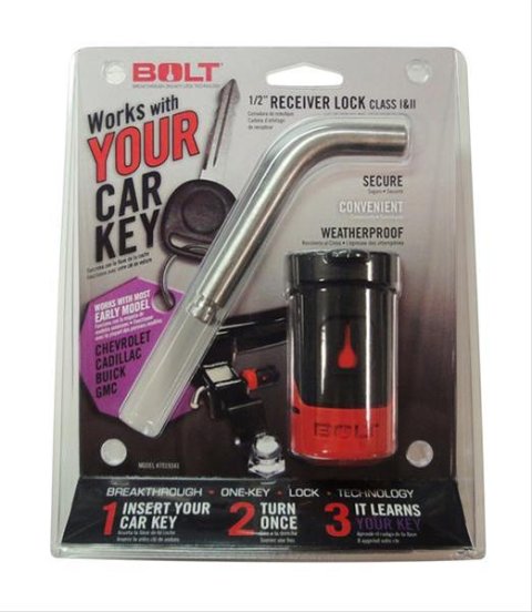 BOLT Receiver Locks 7019341 Lock, 0.500 in. Receiver/Coupler Diameter, Uses GM Ignition Key, Each