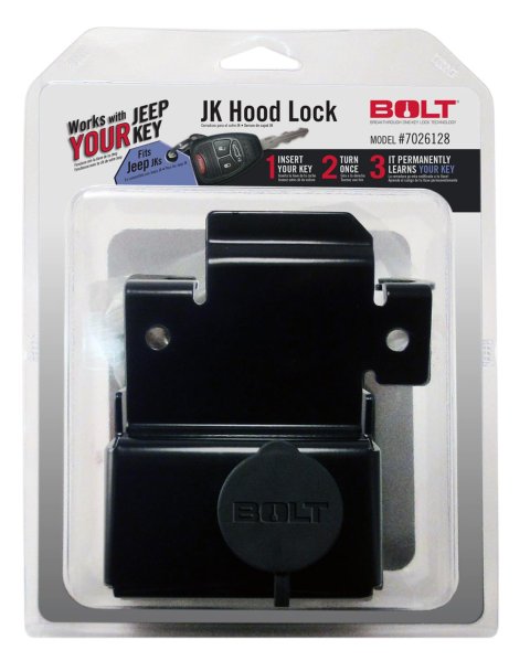 BOLT Hood Locks 7026128 Lock, Steel, Black Powdercoated, Jeep, 2007-18 JK Series, Kit