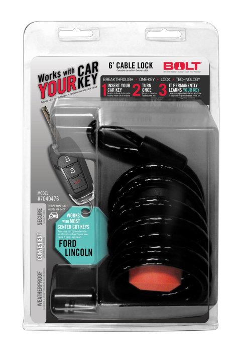 BOLT Cable Locks for 2021-2022 F-150 - 7040476 Lock, 0.250 in. Diameter, 6.0 ft. Length, Uses Ford Ignition Key, Each