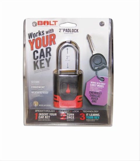 BOLT Padlocks 7018517 Padlock, 0.313 in. U-Bolt Diameter, Uses GM Ignition Key, Each