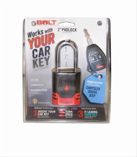 BOLT Padlocks 7018520 Padlock, 0.313 in. U-Bolt Diameter, Uses Chrysler Ignition Key, Each