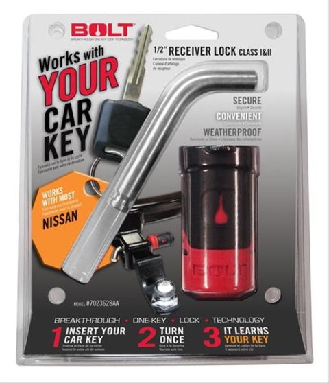 BOLT Receiver Locks 7023628 Lock, 0.500 in. Receiver/Coupler Diameter, Uses for Nissan Ignition Key, Each