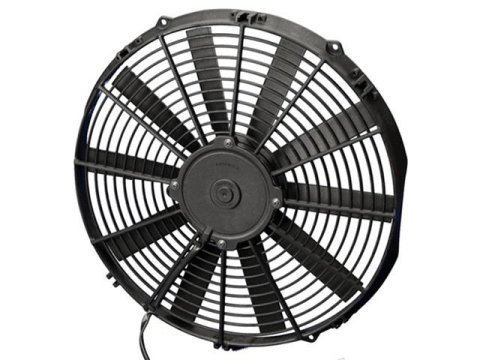 14 Inch 1,038 CFM Spal Electric Fan IX-30100382 Fan, Spal, Electric, Single, 14.00 in. Diameter, cfm, 12 V, Pusher, Black Plastic Shroud, Each