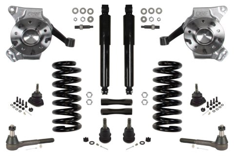 Detroit Speed Front Kit 1 Handling Packages 032086DS Suspension Package, 1, 4.50 in. Drop, Includes Spindles, Coil Springs, Shocks, Ball Joints, Outer Tie Rod Ends, Sleeves, Chevy, GMC,