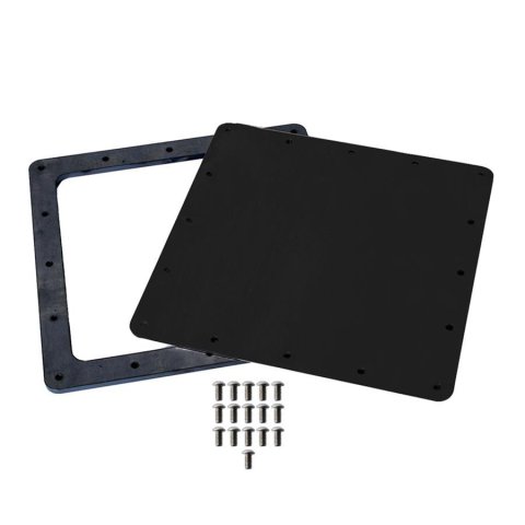 Detroit Speed Fuel Pump Access Panels 080402DS Panel, Steel Weld Plate, Aluminum Cover, Black, Kit