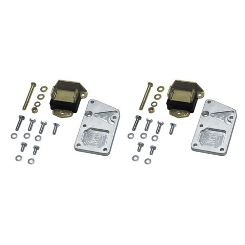 Detroit Speed Engine Mount Bracket Kits 060406DS Motor Mounts and Inserts, Kits, Bolt-in, Aluminum, Natural, LS In Place of Chevrolet Gen 1 Small Block, Kit