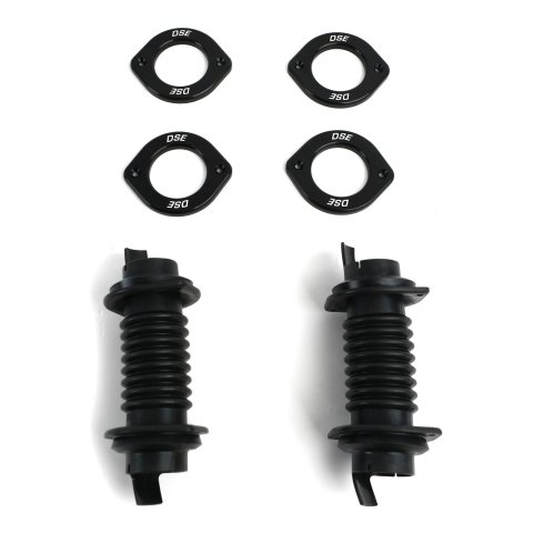Detroit Speed Door Jamb Wiring Boot Kits 010422DS Convoluted Tubing, Boot, Rubber, Black Anodized Trim Rings, 1.30 in I.D, 3 in - 4.250 in length, Hardware,