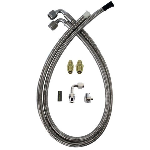 Detroit Speed Power Steering Hose Kits 091202DS Hoses, Braided Stainless Steel, Natural, Kit