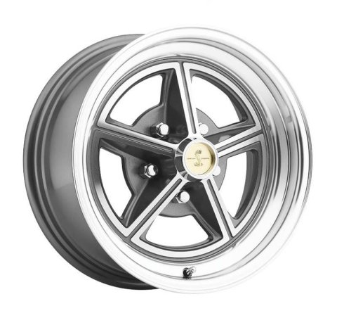 Legendary Wheels Magstar II Charcoal Machined 15x7 Wheels, Machined, 15 in. x 7.00 in., Aluminum, Machined, 5 x 114.3mm Bolt Circle, 4.25 in. Backspacing, Each