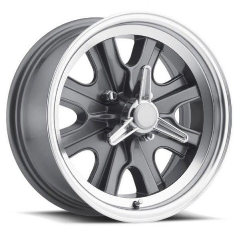 Legendary Wheels HB44 Charcoal Machined 15x7 Wheels, Machined, 15 in. x 7.00 in., Aluminum, Machined, 4 x 114.3mm Bolt Circle, 4.25 in. Backspacing, Each