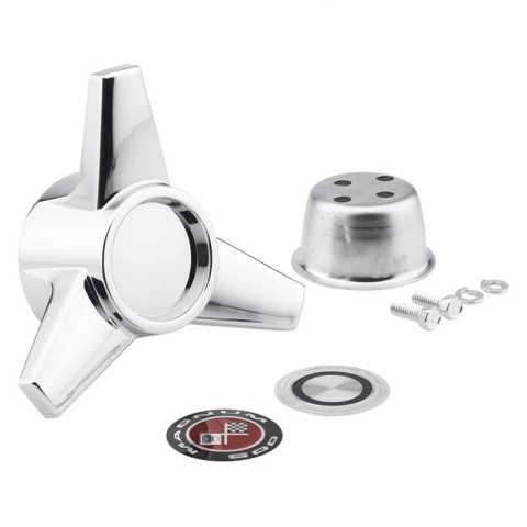Legendary Wheels Center Caps LW-HC033 Wheel Cap, Spinner, Knock-Off, Simulated, Screw-On, Aluminum, Chrome, Includes Magnum 500 and Bulls Eye Emblems, Each