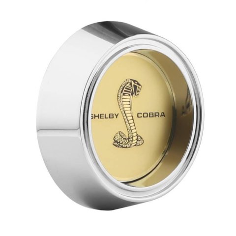 Legendary Wheels Center Caps LW-HC018 Wheel Caps, Screw-on, Dish, Aluminum, Chrome, Cobra Gold Logo, Each