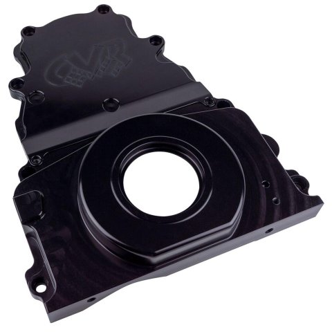 CVR LS 2-Piece Timing Covers TC2327BK Cover, 2-Piece, Billet Aluminum, Black Anodized, Chevrolet, Gen 3, V8, Each