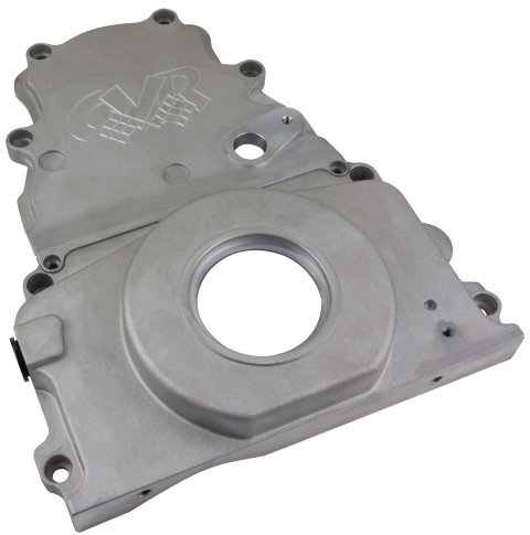 CVR LS 2-Piece Timing Covers TC2328S Cover, 2-Piece, Cast Aluminum, Natural, With Cam Sensor, Chevrolet, Gen 4, V8, Each