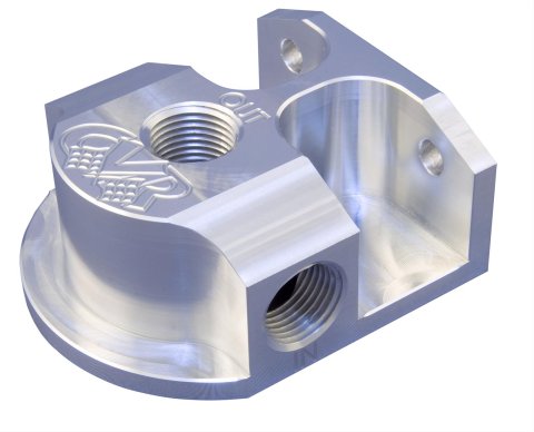 CVR Remote Filter Mounts OFM61 Oil Mount, Remote, Single, Billet Aluminum, Clear Anodized, 13/16-16 in., Universal, Each