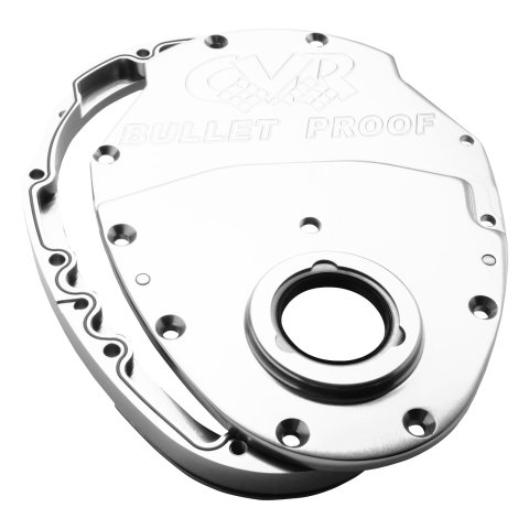 CVR Timing Covers TC2350CL Cover, 2-piece, Billet Aluminum, Clear Anodized, Bolts, Gaskets, Chevy, V6, V8 Small Block, Kit