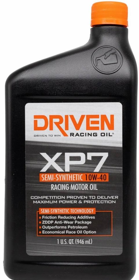 10w40 Driven Racing Oil XP7 Semi-Synthetic Motor 01706 Engine Oil, XP7, Semi-Synthetic, 10W40, 1 qt., Each