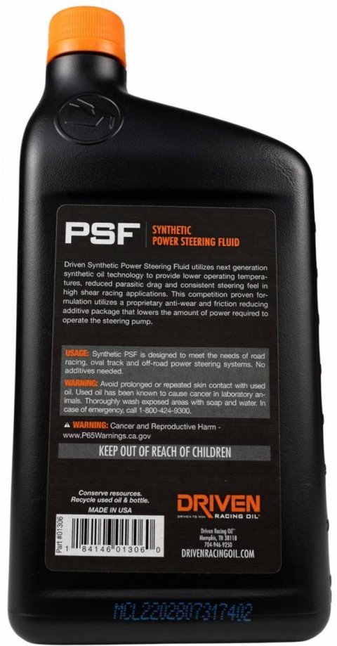 Driven Racing Oil Power Steering Fluid 01306 Fluid, 1 qt., Each