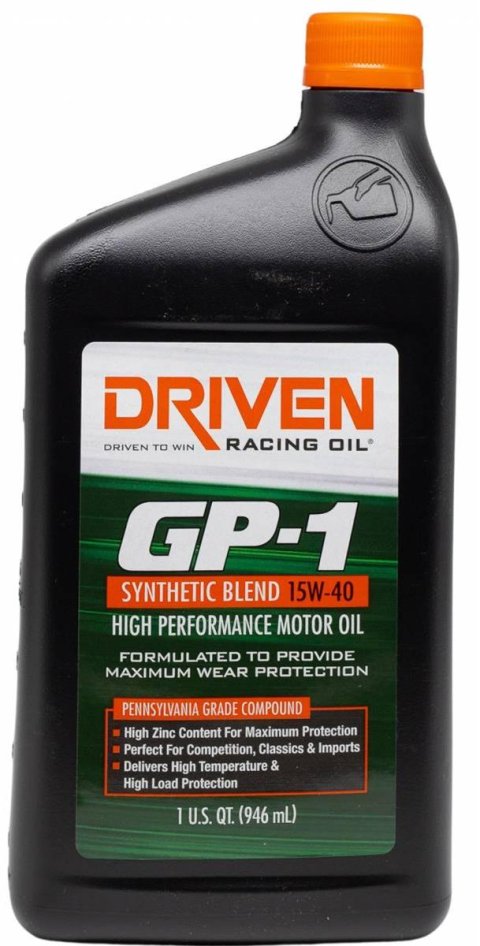 15w40 Driven Racing Oil GP-1 Synthetic Blend High Performance Motor 19406 Engine Oil, Performance, Semi-synthetic, 15W40, 1 qt., Each