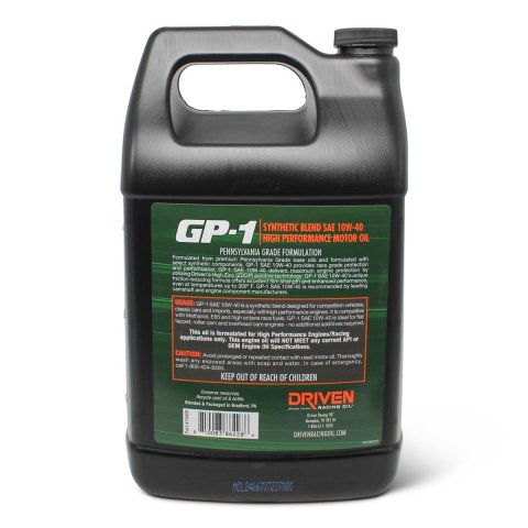 10w40 Driven Racing Oil GP-1 Synthetic Blend High Performance Motor 19408 Engine Oil, GP-1, Blend, 10W-40 Gallon, Each