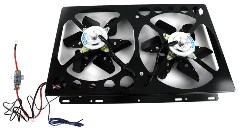 13 Inch 6,000 CFM Perma-Cool Cool Pack Electric Fan 19500 Fan, Pack, Electric, Dual, 21 amps, Black Aluminum Blades, Black Aluminum Shroud, Each
