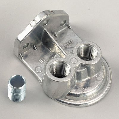 Perma-Cool Remote Oil Filter Brackets 1211 Mount, Single Filter, 1/2 in. NPT Inlet/Outlet, 3/4 in.-16 Thread Filter, Each