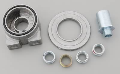 Perma-Cool Sandwich Oil Adapters 189 Adapter, Filter, Sandwich, Aluminum, Natural, Multiple Thread Sizes, 3/8 in. NPT Inlet/Outlet, Each