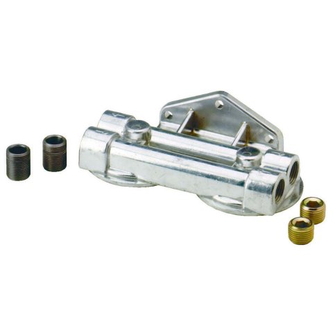 Perma-Cool Remote Oil Filter Brackets 1221 Mount, Dual Filter, 1/2 in. NPT Inlet/Outlet, 3/4 in.-16 Thread Filter, Each