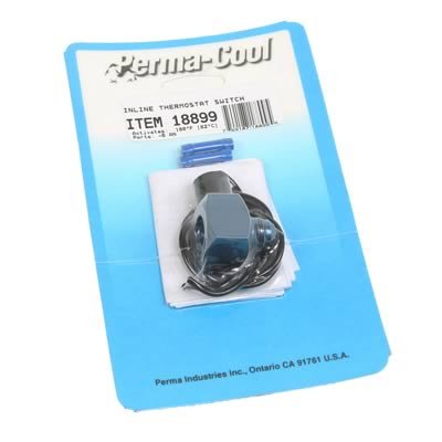 Perma-Cool Electric Fan Thermostats 18899 Thermostat, Inline, Billet Aluminum, On at 180 Degrees F and Off at 165 Degrees F, -6 AN Male/Female, Each