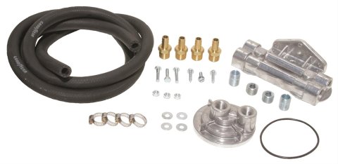 Perma-Cool Oil Filter Relocation Kits 72956 DLX. OIL FILTER RELOCATION KIT (DUAL), THREAD: 1"-16, [USES OEM FILTERS]