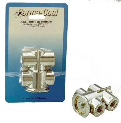 Perma-Cool Remote Mount Oil Thermostats 1060 Thermostat, Aluminum, Dual 3/8 in. NPT Female Inlets, Dual 3/8 in. NPT Female Outlets, Each