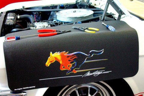 Fender Gripper Covers FG2107 Cover, Foam/Vinyl, Black, Mustang Flaming Pony Logo, 22 in. x 34 in., Each