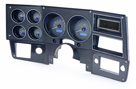 Dakota Digital VHX Series Direct-Fit Analog Gauge Systems VHX-73C-PU-C-B Kit, Direct Fit, VHX, Analog, Carbon fiber Face, White/Blue Illuminated Numbers, White/Blue Illuminated Pointer, Chevy, GMC, Kit