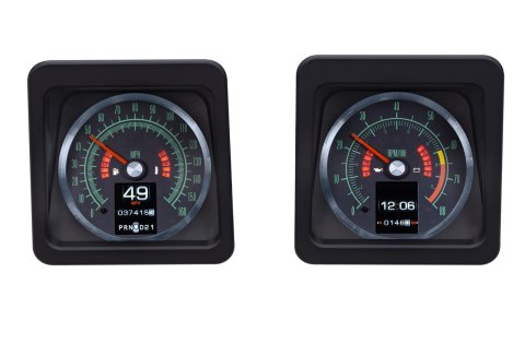 Dakota Digital RTX Direct-Fit Gauge Kits for 1969 CAMARO - RTX-69C-CAM-X Kit, Direct Fit, RTX, Analog/Digital, Black Face, Green/Multicolor Illuminated Numbers, Orange Pointer, Chevy, Kit