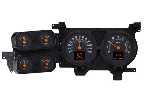 Dakota Digital RTX Direct-Fit Gauge Kits RTX-76C-PU-X Kit, Direct Fit, RTX, Analog/Digital, Black Face, White/Multicolor Illuminated Numbers, Orange Pointer, Chevy, GMC, Kit