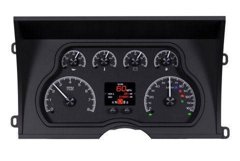 Dakota Digital HDX Direct-Fit Analog Gauge Systems HDX-88C-PU-K Kit, Direct Fit, HDX, Analog/Digital, Black Face, White/Multicolor Numbers, White/Multicolor Pointer, Chevy, GMC, Kit