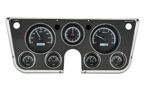 Dakota Digital VHX Series Direct-Fit Analog Gauge Systems VHX-67C-PA-K-W Kit, Direct Fit, VHX, Analog, Black Face, White Numbers, White Pointer, Chevy, Kit