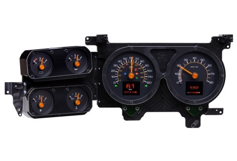 Dakota Digital RTX Direct-Fit Gauge Kits RTX-79C-PU-X Kit, Direct Fit, RTX, Analog/Digital, Black Face, White/Multicolor Illuminated Numbers, Orange Pointer, Chevy, GMC, Kit