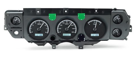 Dakota Digital VHX Series Direct-Fit Analog Gauge Systems VHX-70C-CVL-K-W Kit, Direct Fit, VHX, Analog, Black Face, White Numbers, White Pointer, Chevy, Kit