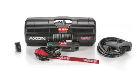4,500 lbs. Warn Axon 45RC Powersport Winch 101240 Winch, 45RC, Electric, 12 V, lbs., Hawse Fairlead, 27 ft. Length Synthetic Rope, Handlebar Switch Remote, Each