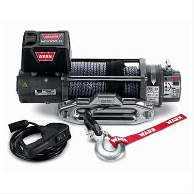 8,000 lbs. Warn M8000 Winch 87800 Winch, M8000, Electric, 12 V, Hawse, lbs., 3/8 in. x 100 ft. Synthetic Rope, 12 ft. Wired Remote, Each