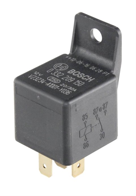 30 amps Bosch Relay 332209150 Relay, 12 V, amp, Single Pole Double Throw, 5 Terminal, Male Pin, Saab, Volvo, Each