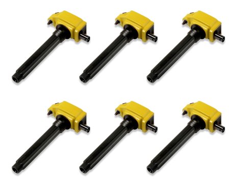 Superchips 3.6L V6 Coil Packs 4445-CP6 Ignition Coils, 4445, Epoxy Filled Housings, Optimized Cores and Windings, Bolt-on Replacement, Yellow, Chrysler, Dodge, Jeep, Ram, Set of 6