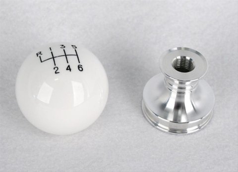 Steeda Ball Shifter Knobs for 2011-2014 MUSTANG - 555-1251 Transmission Shift Knob, Round, Composite, White, Manual 6-Speed Logo, Each
