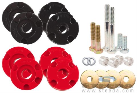 Steeda Differential Bushings for 2015-2022 MUSTANG - 555-4443 Bushings, Urethane, Red/Black, Ford, Kit